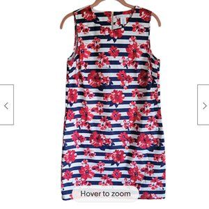 Tabitha Webb Striped Floral print sleeveless sheath summer preppy dress size 2